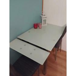 Glazen uitschuifbare eettafel 96/142x70x77