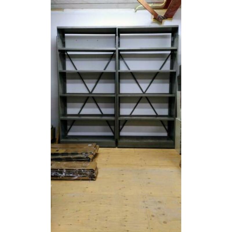 Metalen kast, 2 stuks, grijs, 200 x 96 x 33