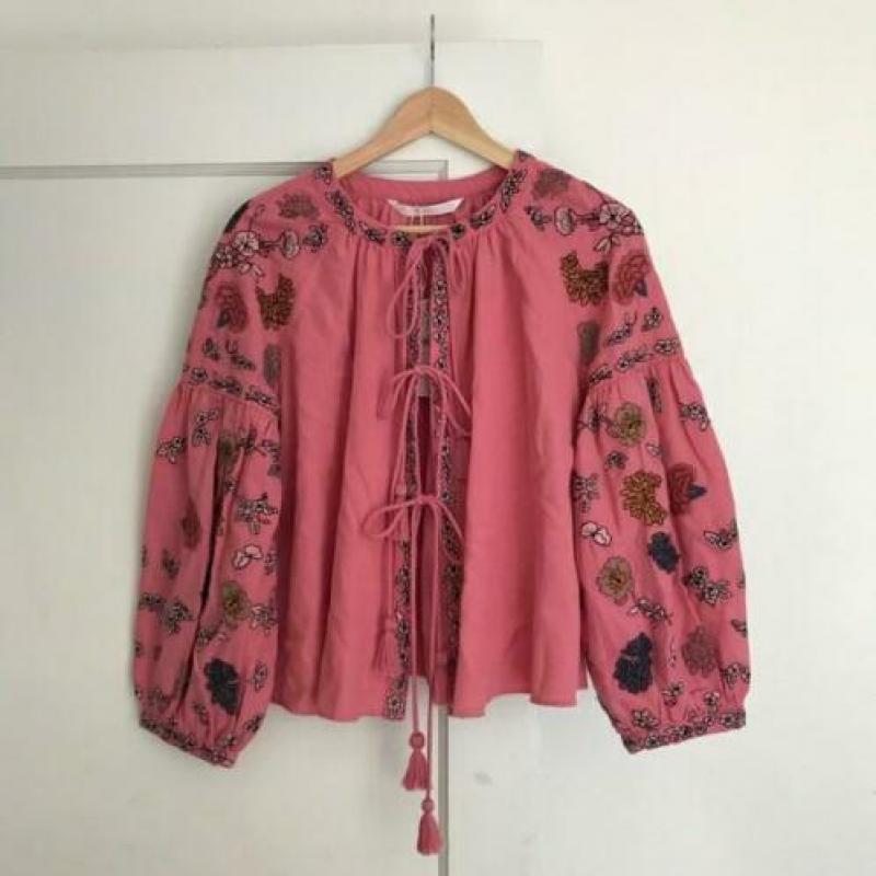 ZARA top jasje geborduurd boho bohemian maat S EGF