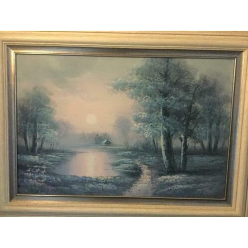 Schilderij olieverf pastel landschap 112 x 82 cm