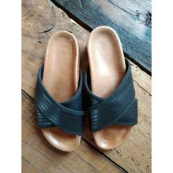 Selected Femme slippers leer 39 zwart