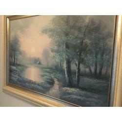 Schilderij olieverf pastel landschap 112 x 82 cm