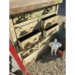 Stoere werkbank ladekast industrieel kookeiland super patina