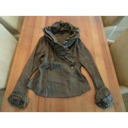 BLACKY DRESS chocolade bruine gestreepte blouse