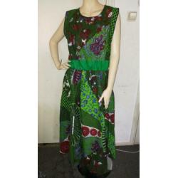 African wax print groene mouwloos jurk maat XXL maxi