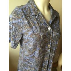 Peter hahn green cotton blouse Jersey 38 lavendel bloemen