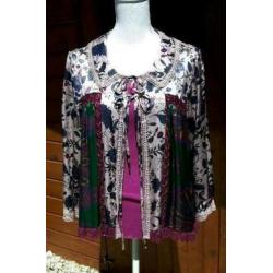 Odd Molly blouse vestje maat 3 100% silk roze fuchsia groen