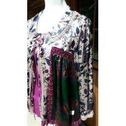 Odd Molly blouse vestje maat 3 100% silk roze fuchsia groen