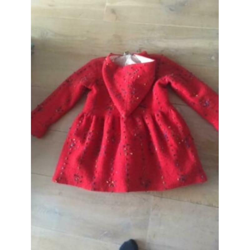 kinderjas maat 158 meisjes jas bizz kidzz rood met nopjes