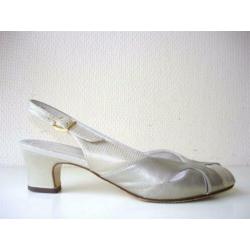 0515 VINTAGE Peter Kaiser gouden sexy peeptoe pumps 36 37