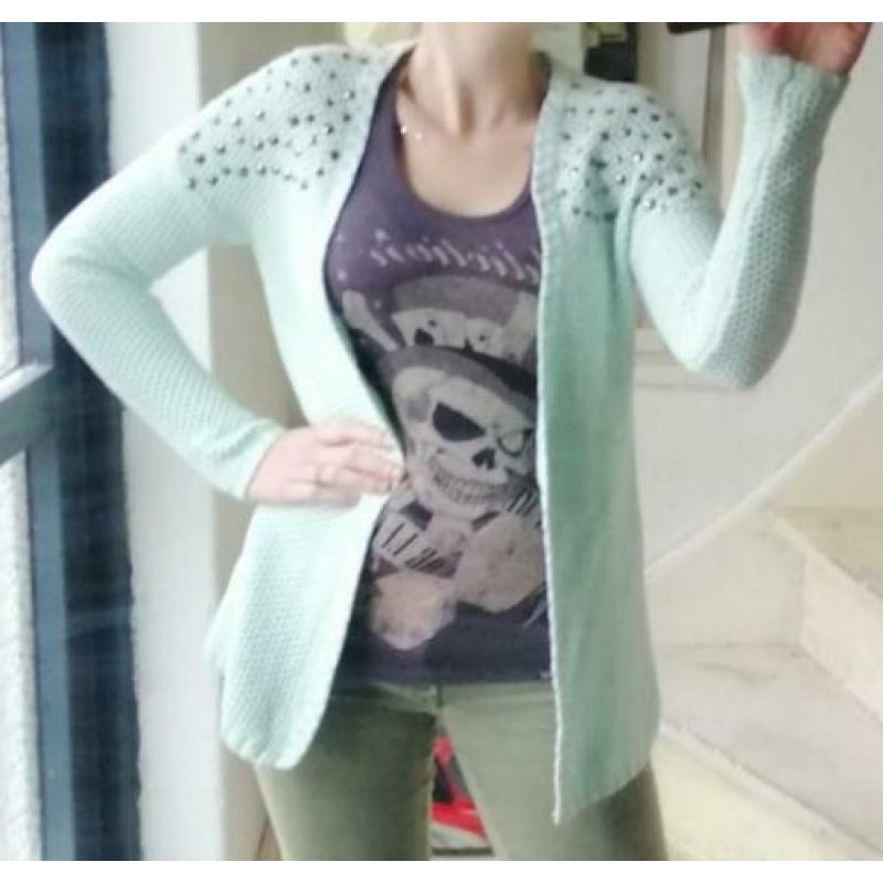 Leuke turquoise vestje van Only Maat S Vest Longsleeve