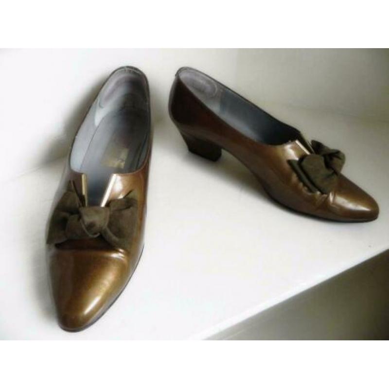 1914 VINTAGE Nijhof brons gouden sexy lak pumps 37 38