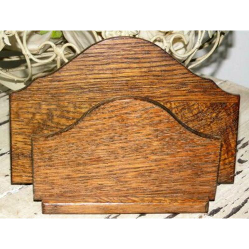 Vintage houten brievenstandaard /koffiefilter houder (318)