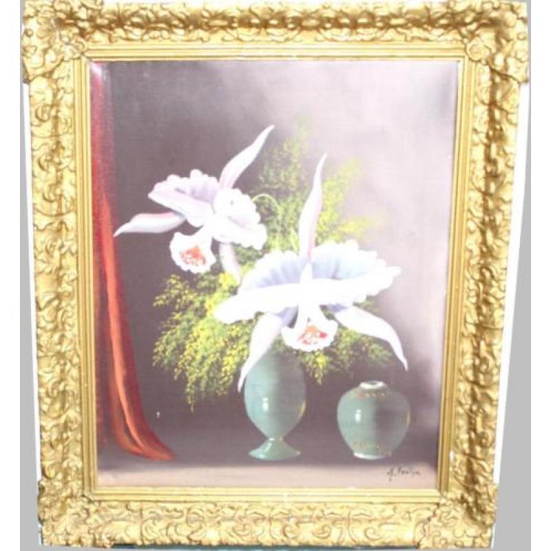 Schilder FONTIJN ; Schilderij : Orchideën in vazen