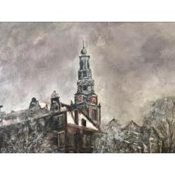 Schilderij Winterstuk Westerkerk