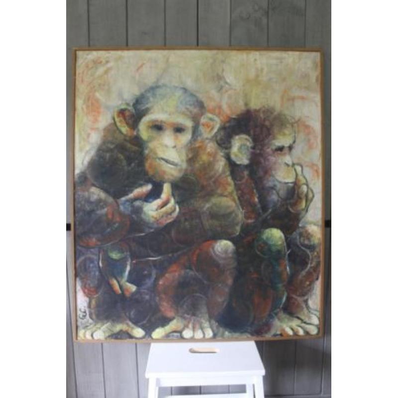 GVC (monogram), Olie op doek; 87x102 Chimpansees