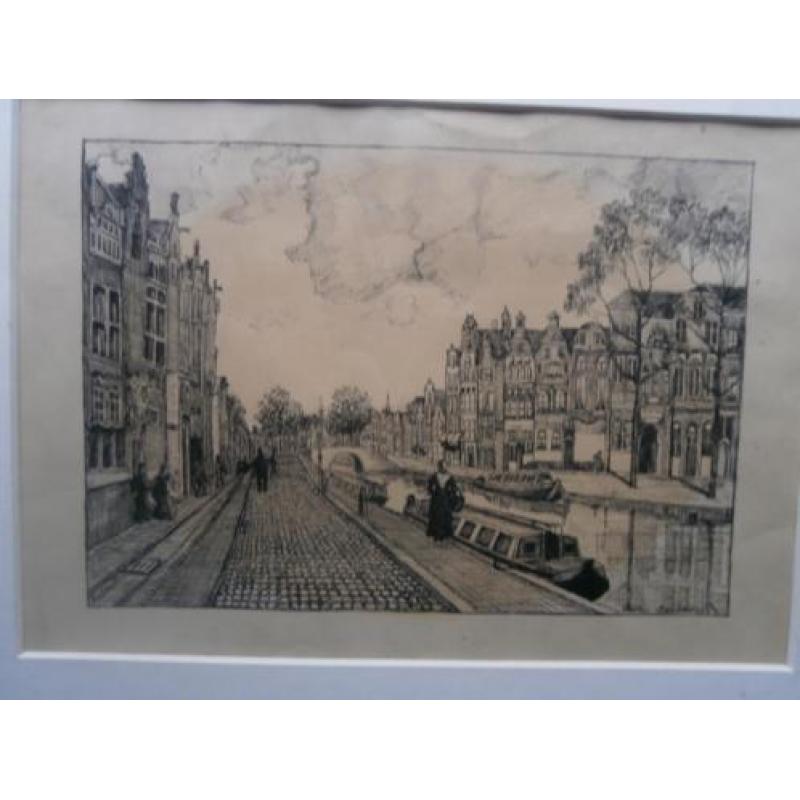 UTRECHT, Oude gracht, Pentekening H. van STRATEN 1892