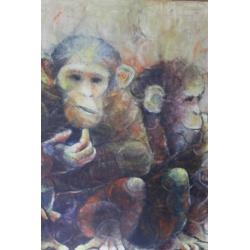 GVC (monogram), Olie op doek; 87x102 Chimpansees