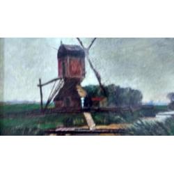 schilderij van Victor Bauffe, molen bij Loosdrecht