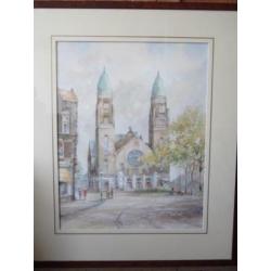 L58: Jan Schaeffer aquarel Koninginnekerk Met certificaat