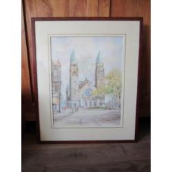 L58: Jan Schaeffer aquarel Koninginnekerk Met certificaat