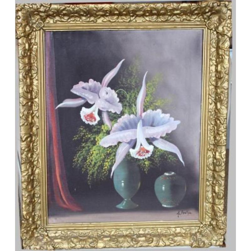 Schilder FONTIJN ; Schilderij : Orchideën in vazen