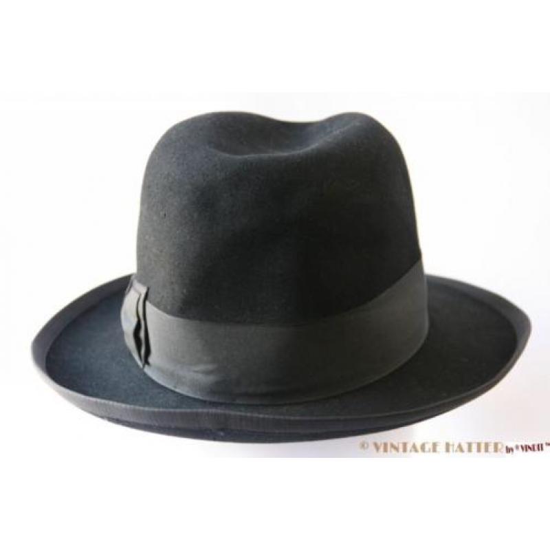 originele Vintage Gleufhoed Stetson zwart 56