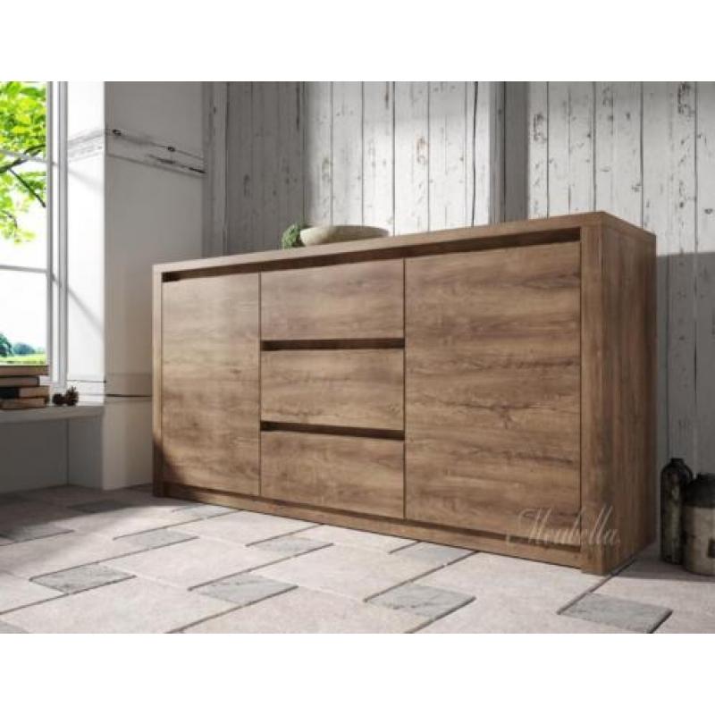 Dressoir Monaco 140 cm - Eiken Grijs - Kast - Industrieel