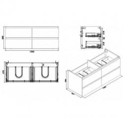 Onderkast Luna 120X47 Wit (4 Laden)